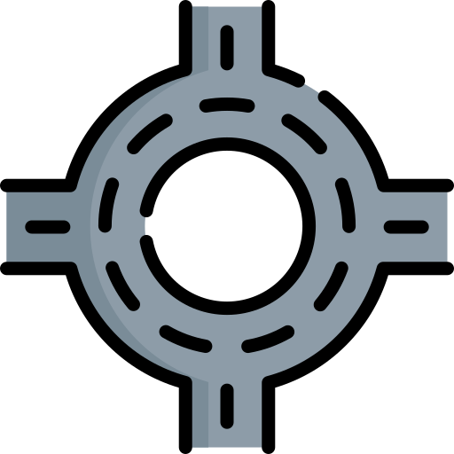 Roundabout road sign icon
